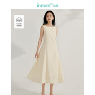 茵曼（INMAN）章若楠同款歐若風(fēng)法式吊帶連衣裙2025夏季新品女裝淡鵝黃色裙子 淺杏色(一字領(lǐng)) W18518262 S