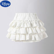迪士尼（Disney）女童半身裙百褶兒童蛋糕裙褲防走光短裙蓬蓬中大童JK學(xué)院風(fēng)公主裙 白色三層蛋糕裙 防走光-無(wú)拉鏈 100 cm