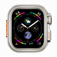 LAZYODD適用AppleWatchUltra2/1金屬保護(hù)殼蘋果S11金屬加后蓋全包鏤空殼iWatch10/9/8/7/6/5/4/SE2保護(hù)殼 鈦色（帶鋸齒帶字母） 46MM表盤【適用·新11/