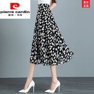 皮爾卡丹（pierre cardin）2025夏季新款印花半身裙女雪紡中長(cháng)款a字裙高腰顯瘦遮胯舞裙時(shí)尚 H13黑底太陽(yáng)花 XL 腰圍：2.4-2.6尺