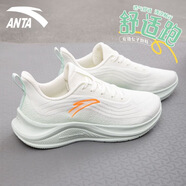 安踏（ANTA）女鞋2025夏季新款一體飛織輕質(zhì)跑步鞋氫運動鞋女慢跑鞋跳繩鞋子女 象牙白/氧氣綠 35.5