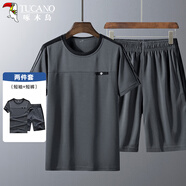 啄木鳥（TUCANO）短袖t恤運(yùn)動(dòng)套裝男送父親禮物休閑短褲爸爸裝兩件套灰色A 3XL