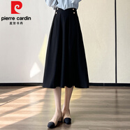 皮爾卡丹（pierre cardin）通勤OL中長款半身裙女2025春季新款高腰顯瘦大擺裙子a字西裝長裙 黑色 L