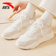 安踏（ANTA）小千禧丨男鞋2025冬厚底緩震增高休閑鞋網(wǎng)面透氣運動(dòng)鞋子 泥沙灰/象牙白-1 42