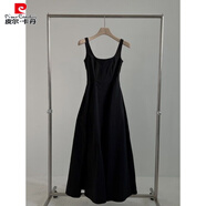 皮爾卡丹（pierre cardin）2025夏季新款韓版收腰顯瘦氣質(zhì)簡約無袖中長裙時尚吊帶連衣裙潮 黑色 L