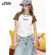 妖精的口袋【騙騙你】治愈萌寵22色短袖t恤女2025年夏季彩色多巴胺寬松上衣 彈簧小狗米白色 建議拍大一碼 M