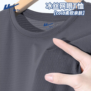 回力（Warrior）冰絲短袖t恤男士夏季薄款網(wǎng)眼休閑寬松透氣體恤運動跑步速干上衣W