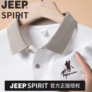 JEEP SPIRITt恤純棉100%高檔短袖男士夏季新款翻領(lǐng)POLO衫刺繡透氣體恤衫新疆 吉普品牌T207-白色 XL 175碼建議130-145斤穿