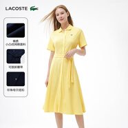 LACOSTE法國鱷魚(yú)女裝25春夏新款A字版迷你凸紋網(wǎng)眼Polo連衣裙|EF9621 107/黃色 M