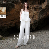 三彩2025夏季新款設計感小衫吊帶拼接上衣飄帶寬松度假M