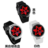 火影忍者鳴人鼬寫(xiě)輪眼動(dòng)漫手表防水夜光電子表學(xué)生男女二次元 六芒星 【白色】