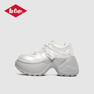 Lee Cooper老爹鞋女鞋厚底2025新款秋季增高百搭潮鞋休閑鞋戶(hù)外運動(dòng)鞋小白鞋 銀光色(增高百搭) 40