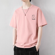 森馬夏季簡(jiǎn)約笑臉純棉短袖t恤男薄款潮流寬松情侶休閑內(nèi)搭體恤衣服 3066粉紅 L 【120-140斤】