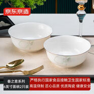 京東京造碗大容量湯面碗泡面碗大號米飯碗嗦粉碗春之意6英寸碗2只裝