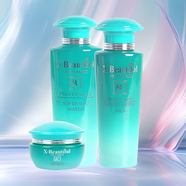 秀美資源化妝品植物素補水保濕套裝潔面膏爽膚水乳液面霜專柜 三件套/水+乳+粉底