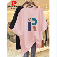 皮爾卡丹（pierre cardin）蝙蝠衫夏季寬松T恤胖m妹大尺碼女裝短袖純棉韓版遮肚子中長(cháng)款上衣 粉色 4XL