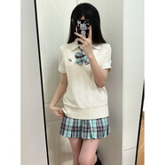 風吹麥香jk風吹麥香jk制服背心格裙套裝春秋季甜美可愛百搭疊穿學 小青檸+白色背心+同格領結小腿襪衣架飛機盒 XS