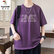 啄木鳥（TUCANO）漸變色短袖t恤男夏季美式復(fù)古印花半袖體恤青少年休閑圓領(lǐng)上衣服T 10217-Q7701紫色 XL (約120~140斤可穿)