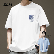 GLM敖瑞鵬代言短袖t恤男夏季休閑港風學(xué)生青少年寬松潮搭純棉體恤ins 【純棉】白#藍植物 L