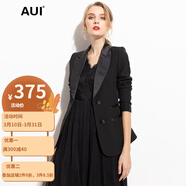 AUI 小西裝外套女歐洲站2024春秋新款設(shè)計感時尚女裝黑色修身西服 黑色 XL