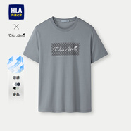 海瀾之家（HLA）短袖t恤男裝25夏季輕商務(wù)Chic Ageless字母印花涼感上衣服男士T恤 中灰HH S /165建議57-62kg