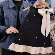 HUALIN FASHION小香風(fēng)女童連衣裙夏季無袖釘珠漂亮黑裙子 黑色禮服 100 身高90-100cm