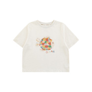 幼悠女童夏季套裝兒童元?dú)饪蓯?ài)羅紋圓領(lǐng)清涼短袖九分寬松闊腿褲潮 短袖T恤橘色格子金魚(yú)（X4853） 100 cm
