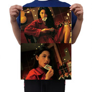 復古牛皮紙海報懷舊電影動(dòng)漫人物歐美風(fēng)情宿舍酒吧壁紙裝飾畫(huà) 藕色 邱淑貞