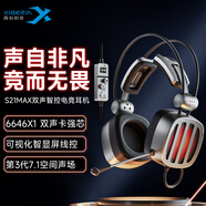 西伯利亞s21電競游戲耳機(jī)頭戴式7.1聲道S21max不求人吃雞耳機(jī)絕地求生聽聲辨位s21dcpro手游音樂網(wǎng)課耳麥 S21MAX鐵灰【6646X1雙聲卡】