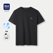 海瀾之家（HLA）海瀾之家短袖男新款冰爽棉休閑圓領(lǐng)涼感吸濕排汗透氣純色T恤 黑色2C-涼感舒適-蛇年賀歲 4XL (190)