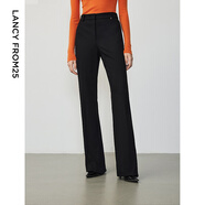 朗姿復古通勤高彈喇叭褲西褲冬季新款職業(yè)氣質(zhì)高腰女士西裝褲長(cháng)褲 夜幕黑色2不加絨 L