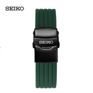精工五號條紋橡膠表帶 SEIKO5號領(lǐng)航水鬼硅膠手表帶 防水20 22mm 綠色黑扣 22mm