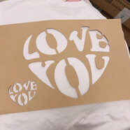 蕉京V唇印口紅印棉短袖字母模板diy定制字母T恤對象情侶愛心LOVE loveyou模具+固色劑(不帶衣服)+ M