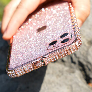 品怡 蘋(píng)果14Promax手機殼鑲鉆適用iPhone13水鉆金屬邊框xs max閃粉 玫瑰金 iPhone6P/6splus(5.5)