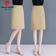 皮爾卡丹中長(cháng)款半身裙女2025新款春夏高腰包臀裙直筒職業(yè)西裝一步a字裙子 黃色 3XL