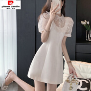 皮爾卡丹（pierre cardin）小香風(fēng)連衣裙2025新款夏季時(shí)尚氣質(zhì)收腰小眾設(shè)計(jì)感POLO領(lǐng)白色裙子 白色 S