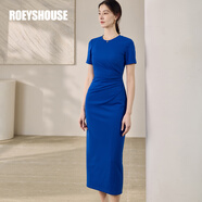 ROEYSHOUSE羅衣時(shí)尚寶藍(lán)色修身連衣裙2025夏季新款氣質(zhì)褶皺包臀針織裙11951 寶藍(lán)色 S