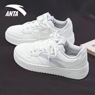 anta kids安踏輕松板鞋女小白鞋子春季新款學(xué)生軟底透氣運動(dòng)鞋女輕便休閑鞋 -1紙莎白/紫 36