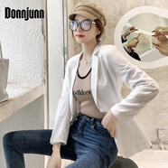 DONNJUNN薄款亞麻西裝女2025夏季新款英倫風(fēng)休閑百搭亞麻小西服外套 白色(長(zhǎng)袖) 常規(guī) L