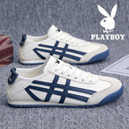 花花公子鞋子男2025夏季新款軟底阿甘鞋男跑步運動(dòng)鞋休閑透氣耐磨德訓鞋男 米深藍 39