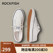 Rockfish帆布鞋女一腳蹬懶人女鞋2024新款秋季防潑水秋款板鞋單鞋 米白色（懶人款） 37