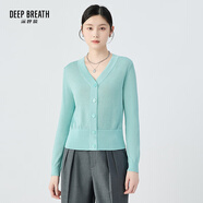 深呼吸DEEP BREATH女裝V領天絲三醋酸蔥紗針織開衫女A400713 藍 M (3)