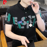 皮爾卡丹（pierre cardin）純棉polo衫短袖t恤男士潮流2025新款夏季夏裝上衣服帶領(lǐng)半袖體恤 24016-黑色 M 【80-105斤】