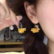 新款仿珍珠耳釘送媽媽氣質(zhì)高級感女款復古法式鋯石耳飾精致小巧 超仙桂花珍珠流蘇耳環(huán)