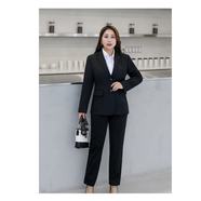 曖獻(xiàn)大碼胖妹女銀行職業(yè)小西裝套裝200斤顯瘦大學(xué)生面試正裝西服工裝 （西裝+西褲）套裝黑色888款 6XL 需要3XL碼,4XL碼備注即可