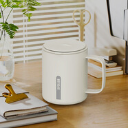 尚泰316不銹鋼保溫杯智能溫顯辦公泡茶水杯簡約便攜把手馬克杯 400ml 白色【滑蓋款】 *