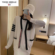 THOM BRIELLE湯姆tb后背小狗V領(lǐng)針織衫25秋新款韓版四道杠長袖毛衣 白色 S 高質(zhì)量 80-95斤