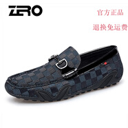 零度【官方旗艦】Zero意大利零度豆豆鞋 春夏真皮男士皮鞋透氣軟底一 A款-藍色 44