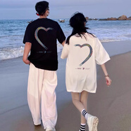 MDlila【兩件裝】情侶裝短袖t恤2025新款一男一女夏裝季套裝衣服團體服 黑色男款+白色女款 3XL 男/女L