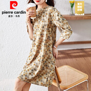 皮爾卡丹（PIERRE CARDIN）棉麻連衣裙子女士裝春秋2025年夏季新款媽媽a字氣質(zhì)七分袖中長(zhǎng)裙 廣州十三行連衣裙圖片色 L 超仙連衣裙新品  (100-110斤)